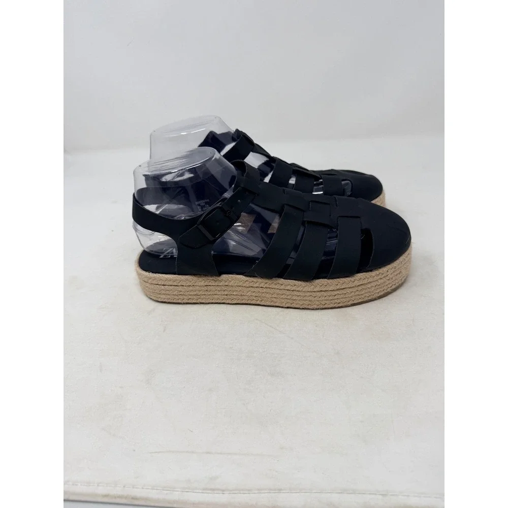 Zara Espadrille Fisherman Sandals Black 38 Platform Flatform Strappy Boho Summer